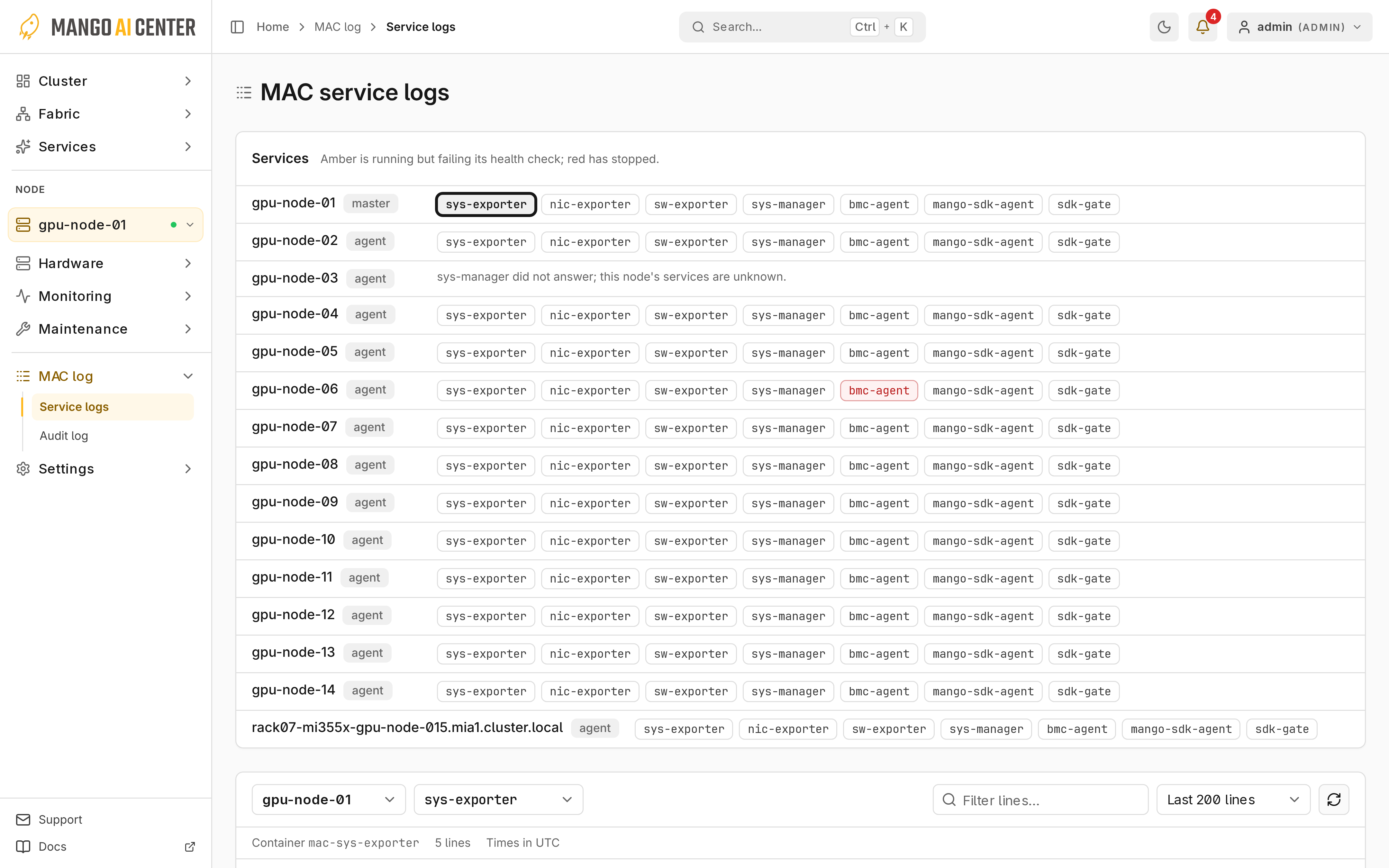 MAC service logs