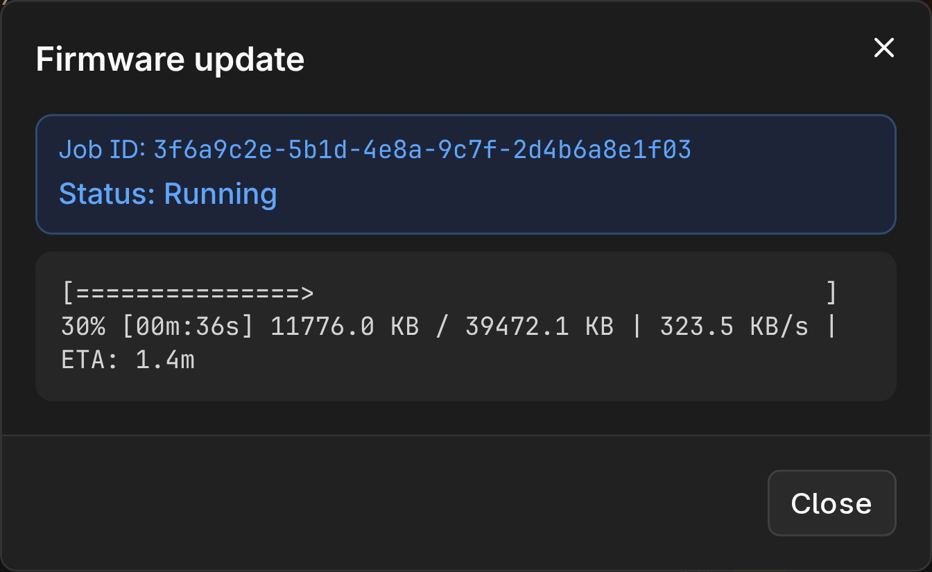 Running firmware update job with write progress