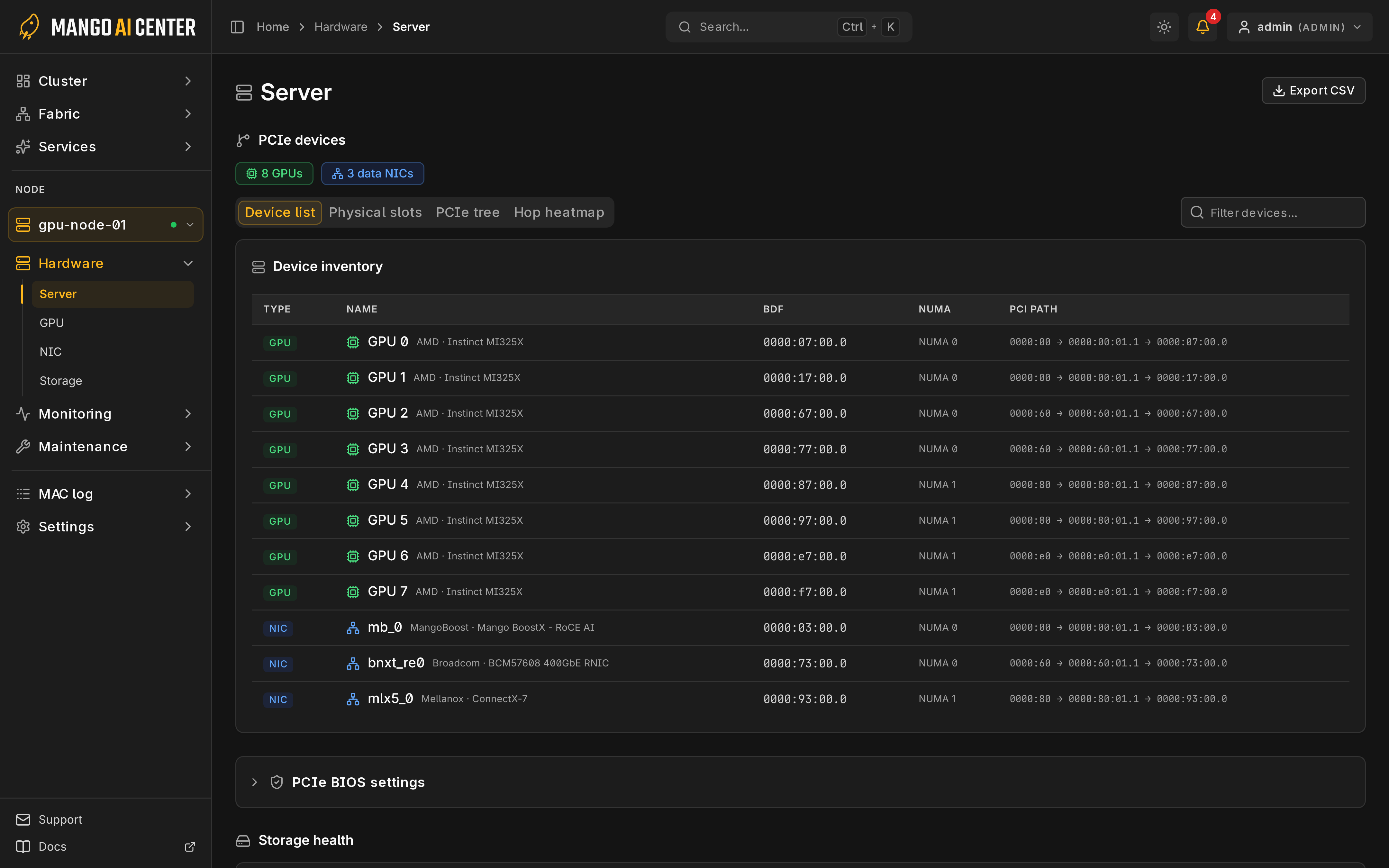 Server detail