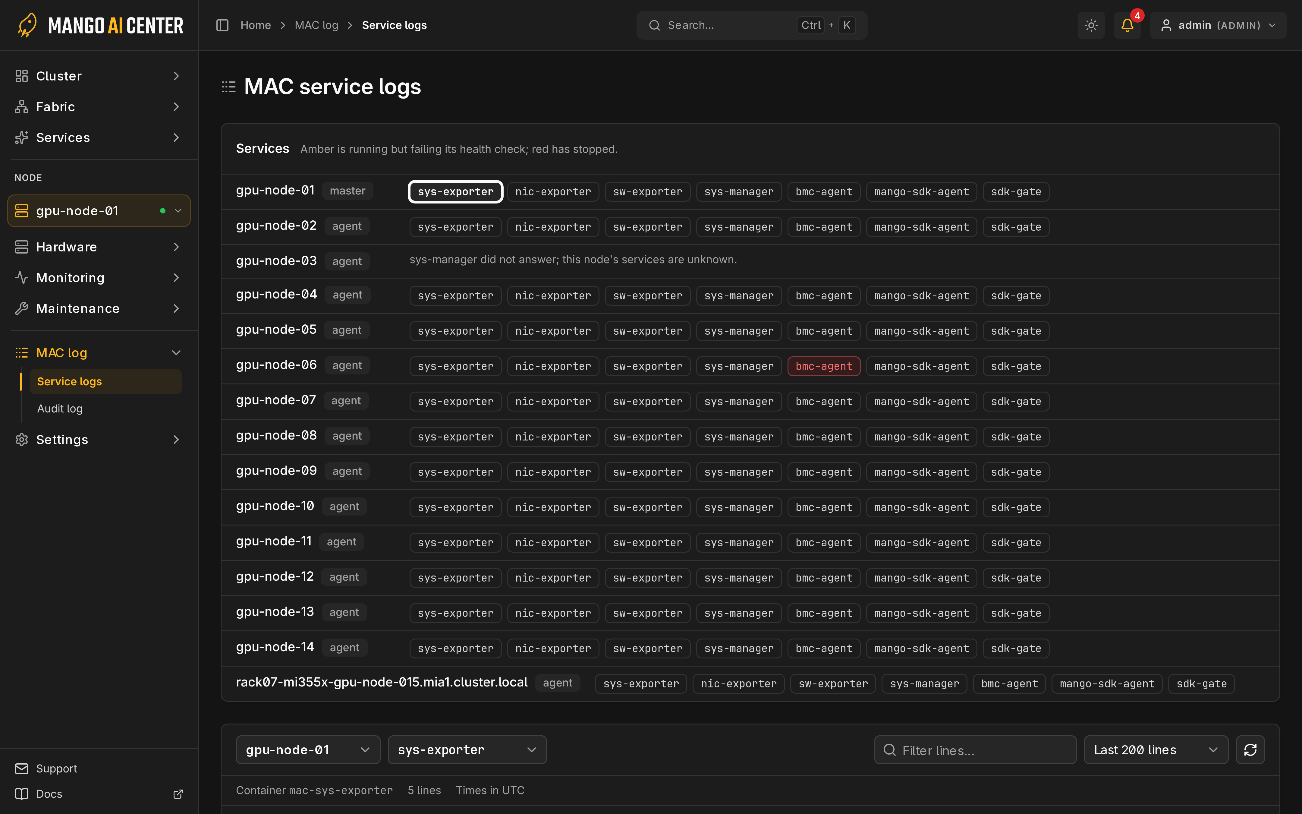 MAC service logs