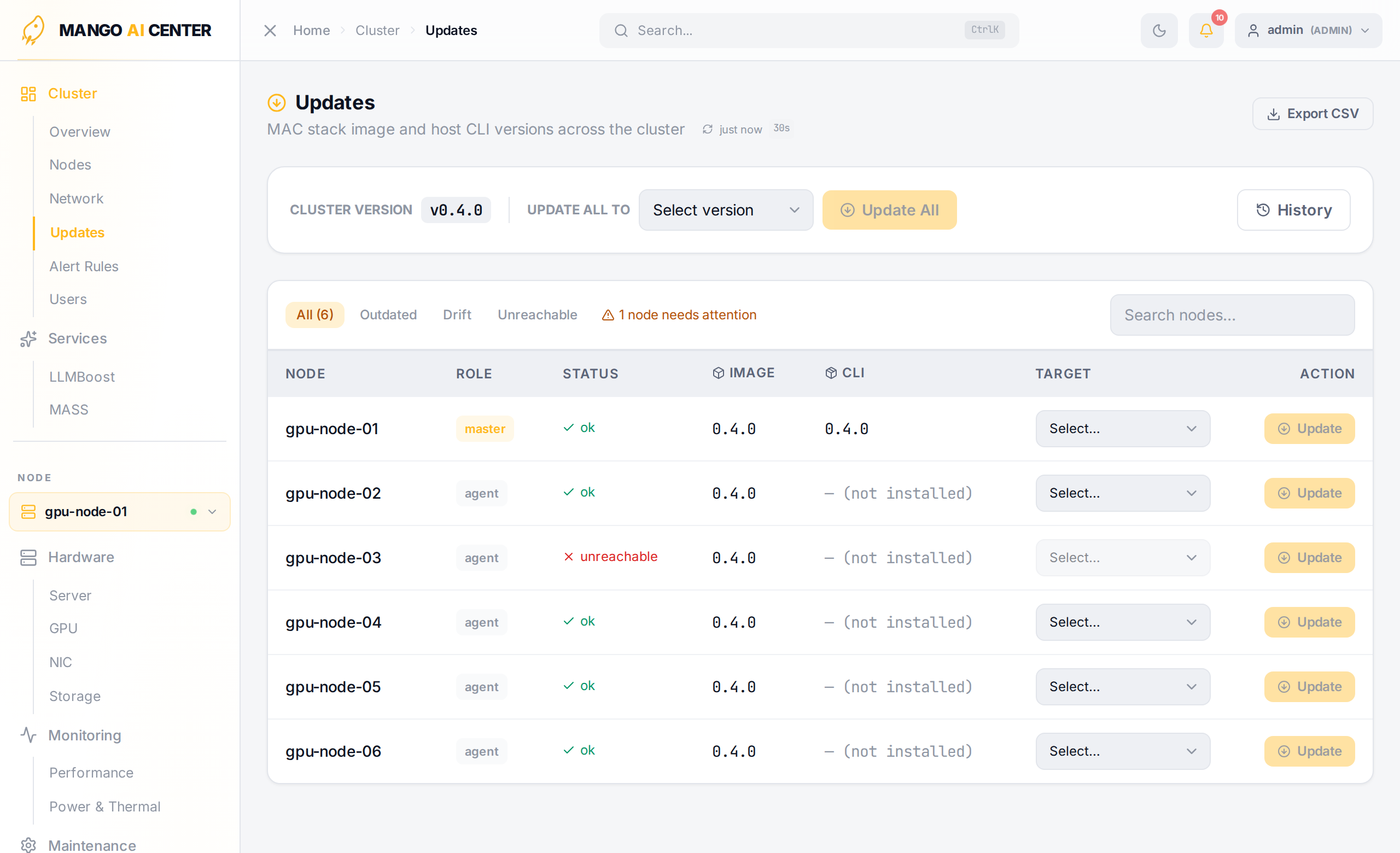 Cluster Updates