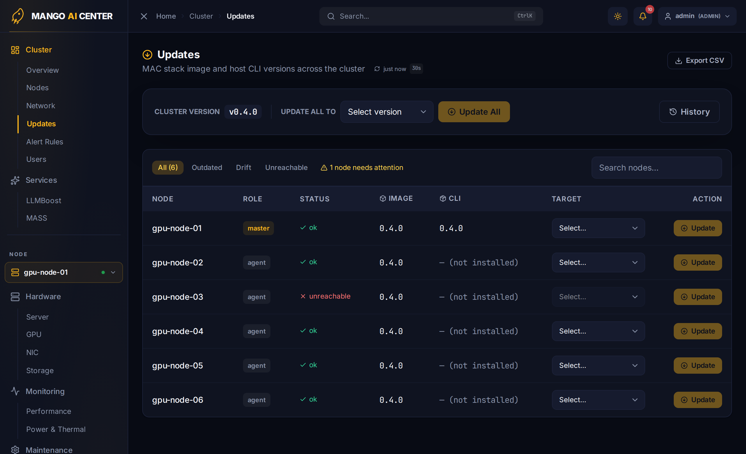 Cluster Updates